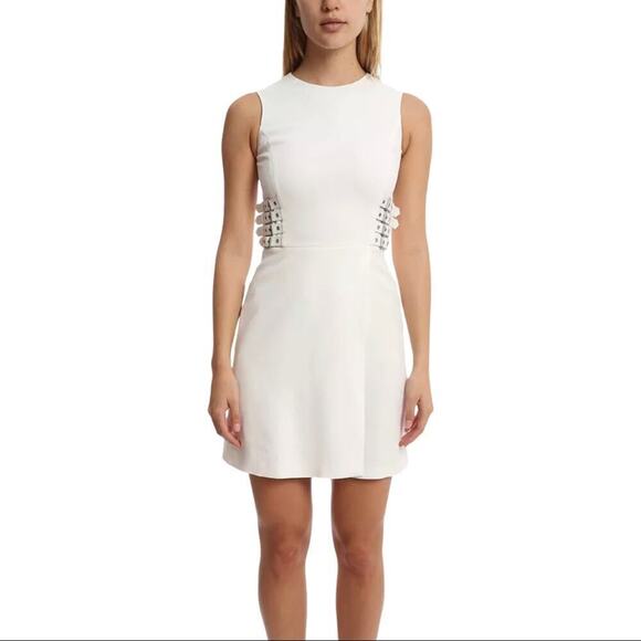 A.L.C. Women's Size 0 Anderson Crepe Mini Dress Buckle Waist Detail Coastal - Picture 1 of 14